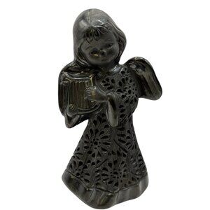Doña Rosa Black Pottery Angel Hand Crafted Figurine Oaxaca Mexico Signed VTG